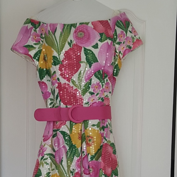 1980's Arnold Scaasi Clear Sequins Dress - Picture 1 of 8